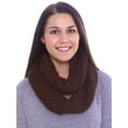 thumbnail image 2 of Winter Warm Knitted Large-Weave Infinity Scarf in Lightly Sequined Yarn, Coffee#1, 2 of 3