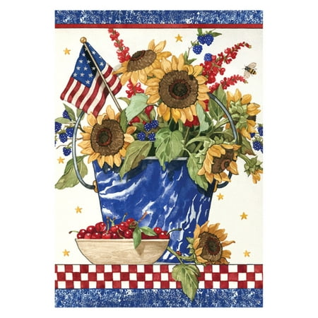 Toland Home Garden Patriotic Sunflowers Flag