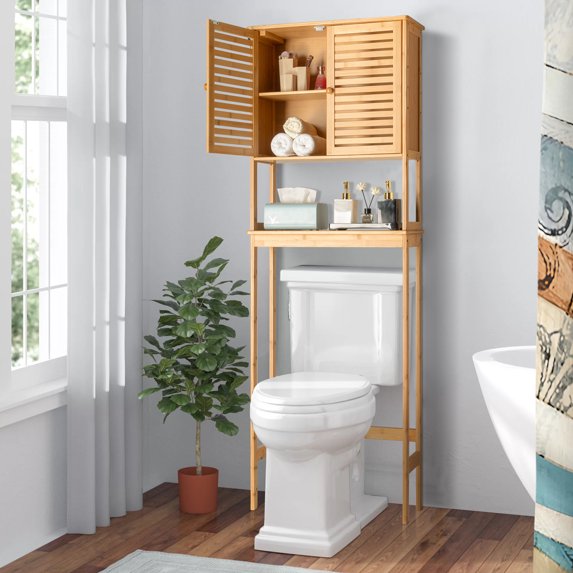 UWR-Nite Over The Toilet Storage Cabinet, Bathroom Organizer with Adjustable Inside Shelf and Bottom Stabilizer Bar, Space-Saving Toilet Rack