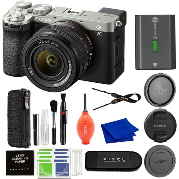 Sony Alpha 7C II Full-Frame Camera with 28-60mm Lens (Silver) Bundle with Advanced Accessories | Sony a7C II Lens Kit