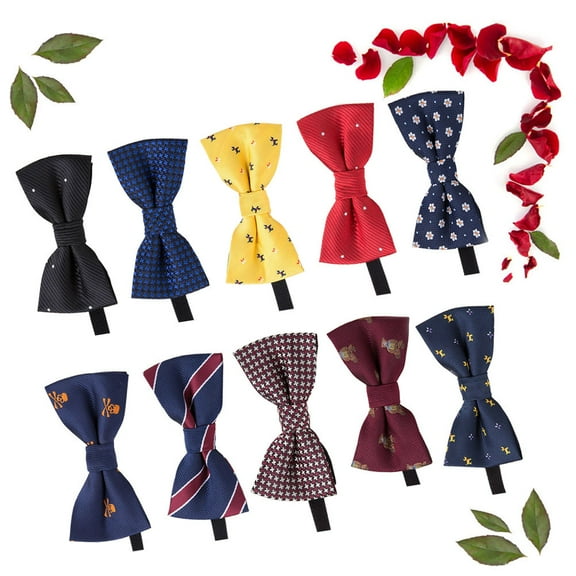 ELAYARD 10Pcs Men Bow Tie Polyester Neck Bowtie with Fashionable Design for Weddings and Parties