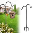 thumbnail image 5 of Metal Shepherd’s Hook, Double Arm Garden Stake, 76in Tall, 5-Prong Base, Outdoor Hanging for Plants, Lanterns, Bird Feeders, 5 of 8