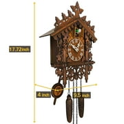 Cuckoo Clock Vintage Large Wooden Wall Clock Handcrafted Cuckoo Clock Traditional Chalet Forest House Clock Handcrafted Wooden Wall,9.50x4x17.72 inches Inch Brown