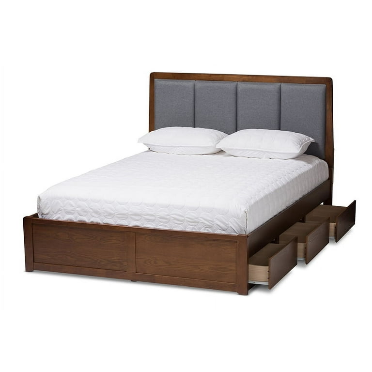 Baxton Studio Brannigan Modern and Contemporary Dark Grey Fabric Upholstered Walnut Finished King Size Storage Platform Bed Baxton Studio Brannigan Modern and Contemporary Dark Grey Fabric Upholstered Walnut Finished King Size Storage Platform Bed