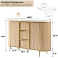 thumbnail image 5 of OKD Modern Fluted Buffet Cabinet with Faux Marble Top, 2 Doors & 3 Drawers Storage Sideboard for Kitchen, Dining Room & Living Room, Natural Oak, 5 of 7