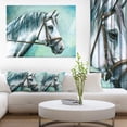 thumbnail image 1 of Cheval Gris sur Fond Bleu - Impression sur Toile d'Art Animalier, 1 of 3