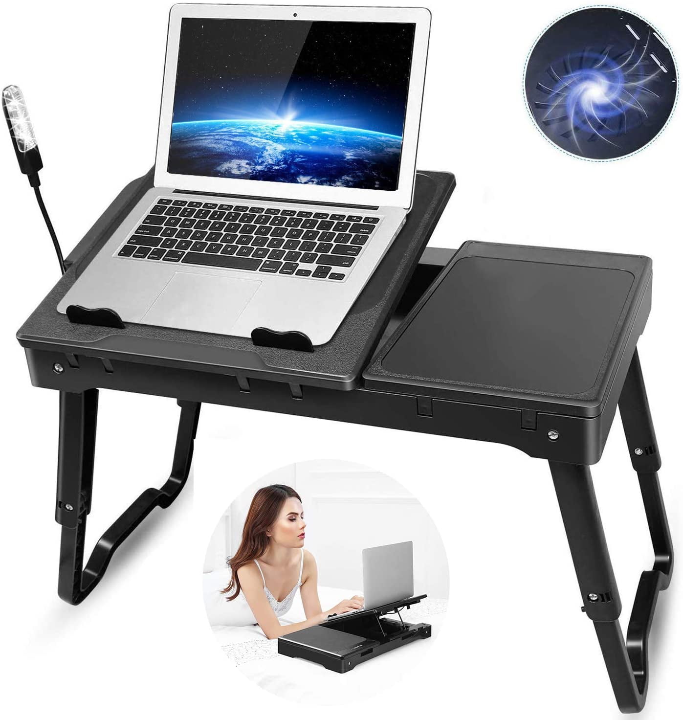 Laptop-Table Laptop Computer Stand for 14-17 inch Laptop Foldable Sofa Notebook Stand Bed Tray with 4 Adjustable Levels MIEBEC01 