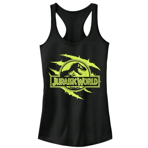 Junior's Jurassic World Logo Claw Marks  Racerback Tank Top Black Medium