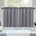 thumbnail image 1 of Haperlare Kitchen Curtain 30"W x 24"L Waffle Woven Textured Light Filtering Tier Curtains for Bathroom Cafe, Gray, 2 Panels, 1 of 8
