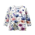 thumbnail image 4 of Spazoro Toddler Girls 3/4 Sleeve Shirts, Spring and Fall Casual Round Neck Floral Print Fashionable Tops for Girls Multicolor Size 3-4T, 4 of 5