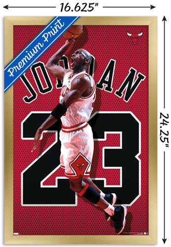 Michael Jordan - Jersey Wall Poster, 14.725 x 22.375, Framed 