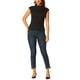 thumbnail image 2 of BLUSA DE CUELLO ALTO PARA MUJERES CHIC INSPIRE, CON MANGAS CORTAS, TEJIDO, TALLA M, NEGRO, 2 of 6