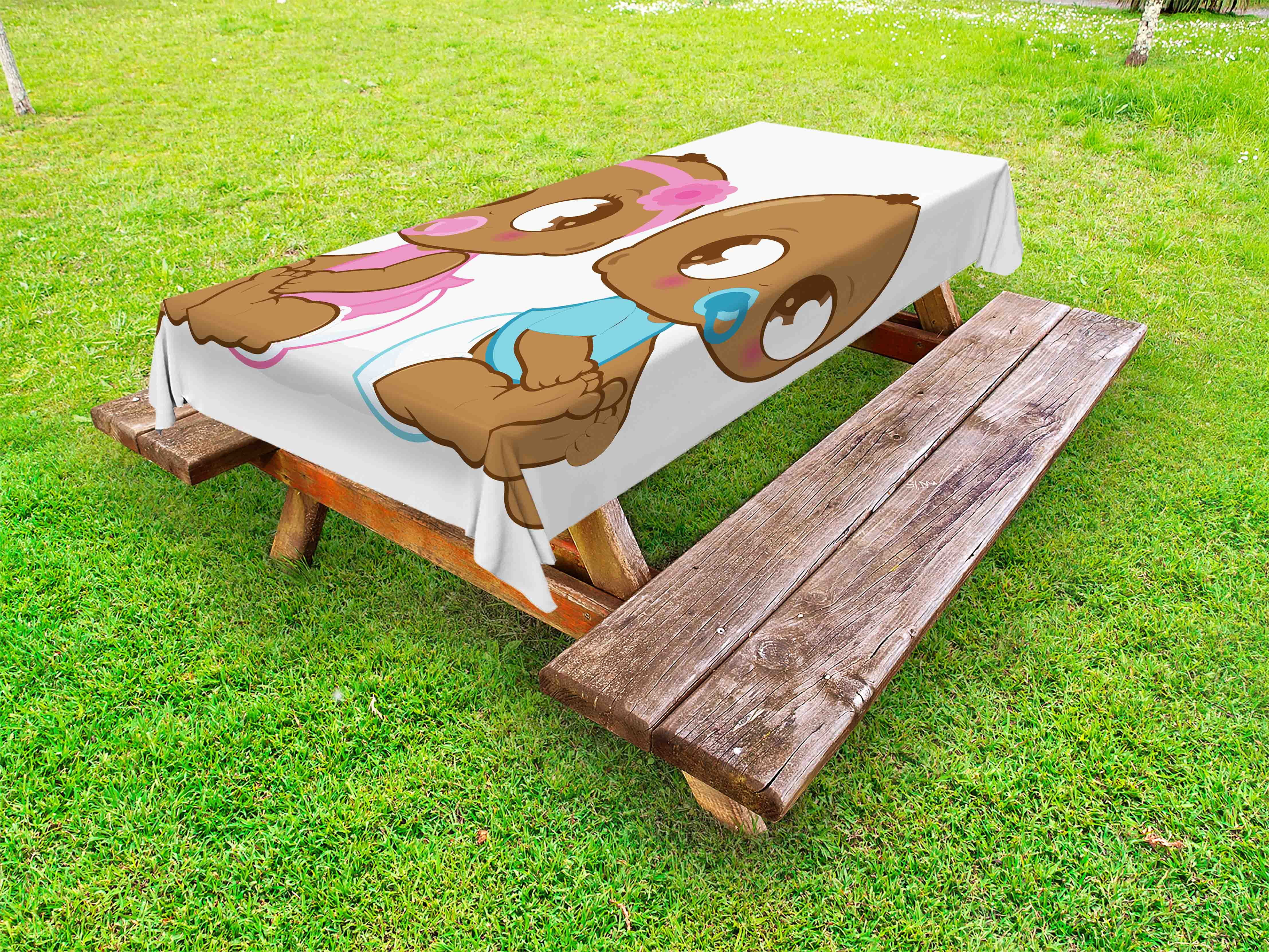 Gender Reveal Outdoor Tablecloth Cute African American Baby Girl Gender Reveal Outdoor Tablecloth Cute African American Baby Girl Boy In Diaper Kids Print Decorative Washable Fabric Picnic Table Cloth 58 X 84 Inches