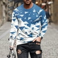 thumbnail image 2 of DeHolifer Sweatshirts for Men Graphic Geometric Printed Crewneck Long Sleeve Pullover T-Shirt Fall Fashion Pullover Tops Light Blue L, 2 of 5