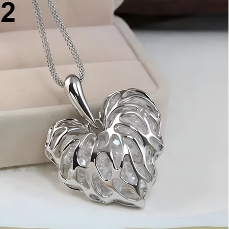 Yesbay Women Hollow Heart Bib Statement Long Sweater Chain Necklace Jewelry-Silver