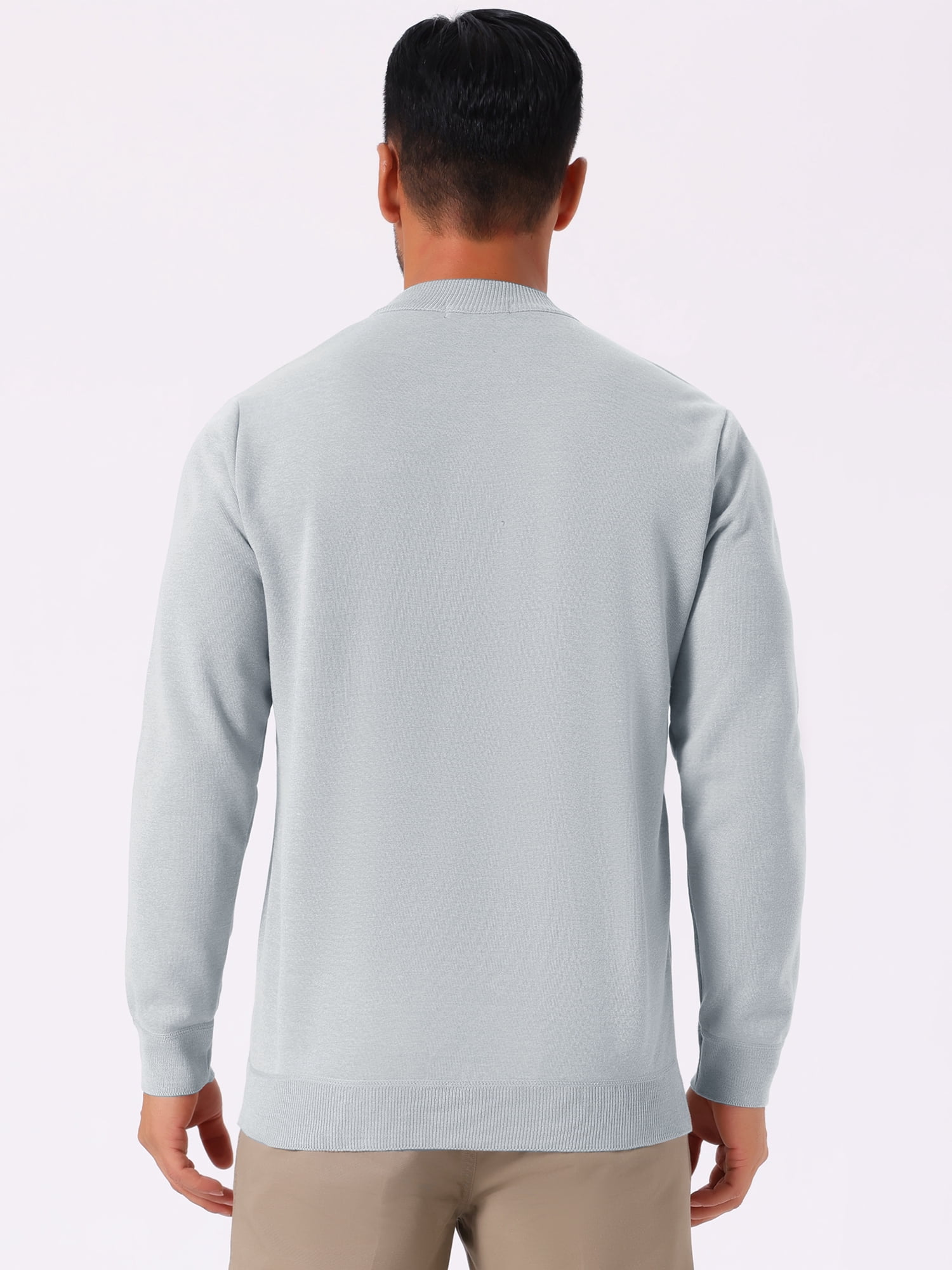 DARING DIVA Men's Mock Neck Pullover Quarter Zip Knitted Polo Sweater XL Light Gray