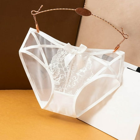 Womens Panties No Wedgie Sexy Triangle Lace Low Waist Hollow Transparent Net Yarn Underwear Comfort Stretch Brief