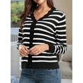 thumbnail image 5 of Women Cardigan Sweaters Long Sleeve Casual Light-Weight Button Down V-Neck Fall Sweater Black Stripes S, 5 of 9