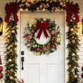 thumbnail image 5 of Yastouay 24" Pre-lit Christmas Wreath with Bow, Artificial Pine Wreath with Red Balls for Xmas Decor, 5 of 11