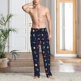 thumbnail image 5 of Uemuo Space Dinosaur Pattern Men's Wide Leg Palazzo Lounge Pants with Pockets Light Weight Loose Comfy Casual Pajama Pants-, 5 of 9