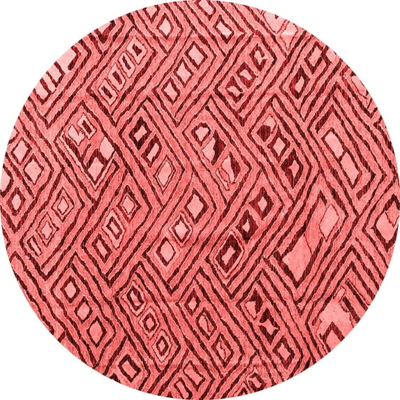 Ahgly Company Indoor Round Abstract Red Modern Area Rugs, 3' Round