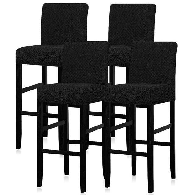 Lellen Fundas reutilizables para taburetes de pub, fundas para sillas, fundas elásticas, extraíbles y lavables, juego de 4 (2786-negro)