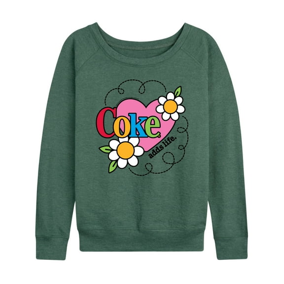 Coca-Cola - Coke Adds Life Heart Flower - Women's French Terry Long Sleeve Shirt