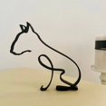 thumbnail image 1 of Escultura de hierro de arte minimalista de animales, figuritas hechas a mano de líneas negras de Metal Retro, adornos de perro abstracto, decoraciones de Arte de escritorio, 1 of 4