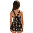 thumbnail image 2 of COEQINE Girls One Piece Swimsuit with Attached Liner, Scoop Neck V-Back Swim Dress for Swim Lessons, Polyester Spandex Bathing Suit for Girls 3-4 Year Olds, Gold Blue Sun Moon Star, 2 of 8