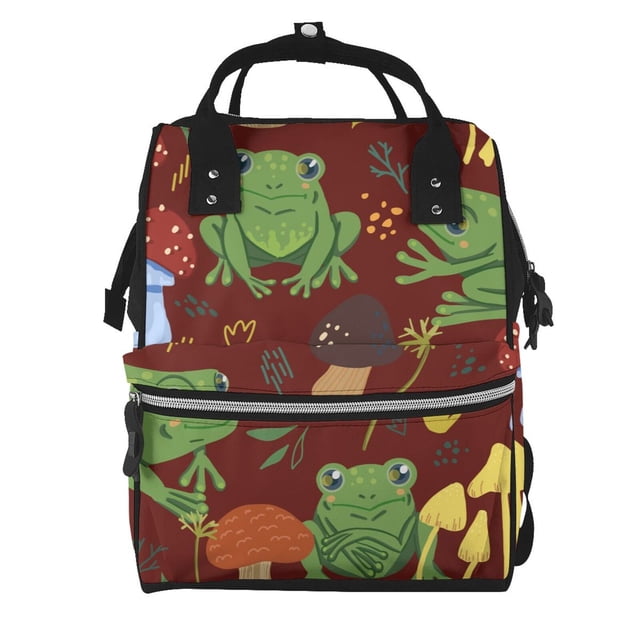 Disketp Frogs and Mushrooms Mochila de Pañales de Gran Capacidad con Múltiples Bolsillos, Mochila de Viaje Multifuncional para Bebé, Unisex, Moderna y Resistente