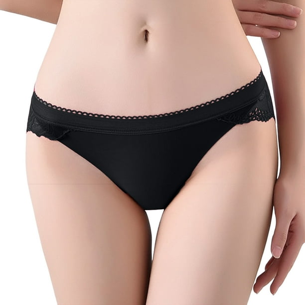 Aayomet Women Underwear Thongs Tangas No Show Bikini Custom Thongs Women  Underwear Panties Cotton Thong (Black, L)