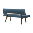 thumbnail image 3 of Channell Wood Dining Bench in Walnut Finish with Blue Fabric, 3 of 5