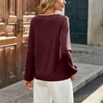 thumbnail image 4 of Womens Casual V-Neck Shirt Stitch Detail Pullovers Raglan Sleeve Blouse Loose Fit Daily Shirt Casual Top Fashion Multiple Colors Wardrobe Essential Basic Tee 2025 Fall Outfits, 4 of 5