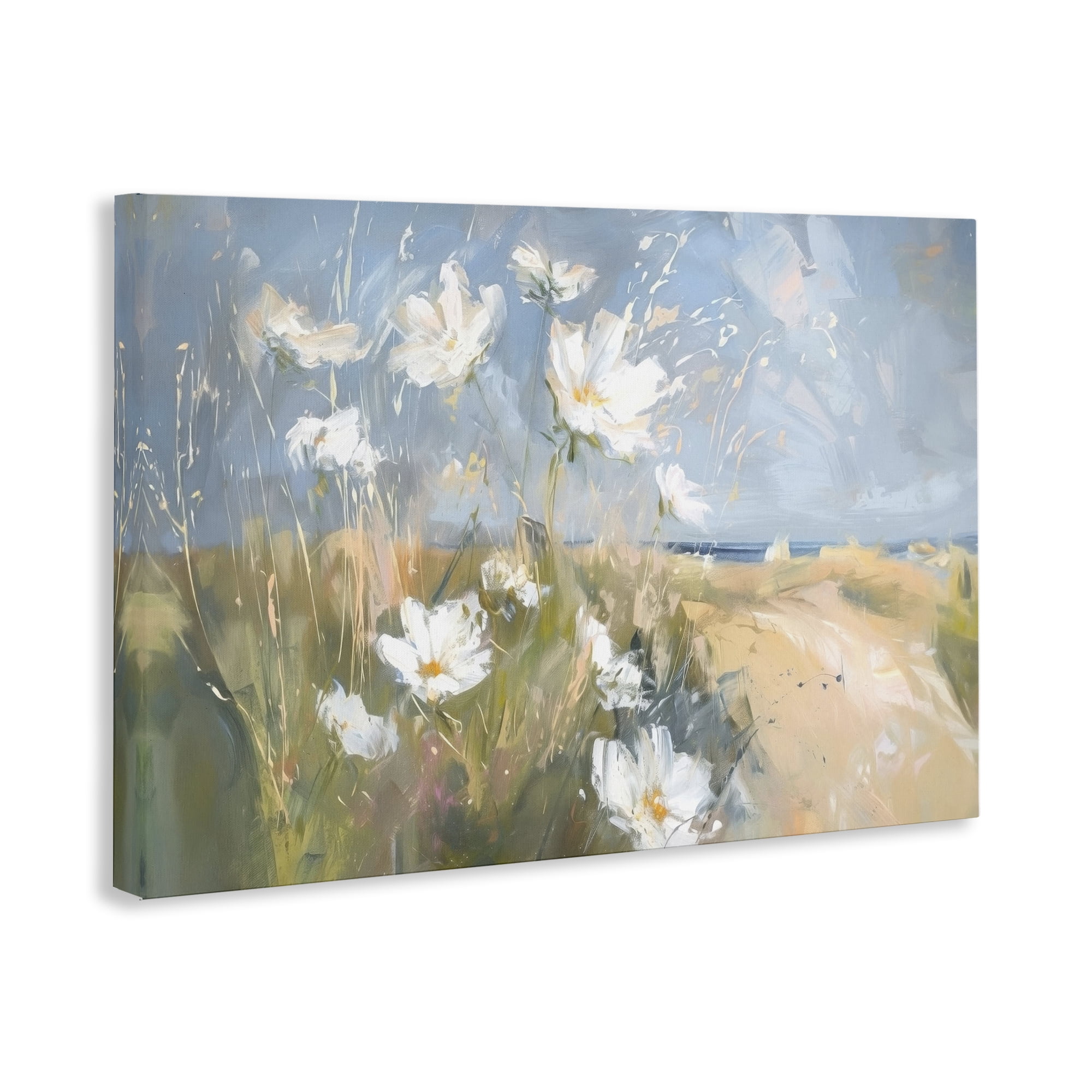 Stupell Industries Seaside Wildflowers Scenery Botanical & Floral Painting Gallery Wrapped Canvas Art Print Wall Art, 30 x 20