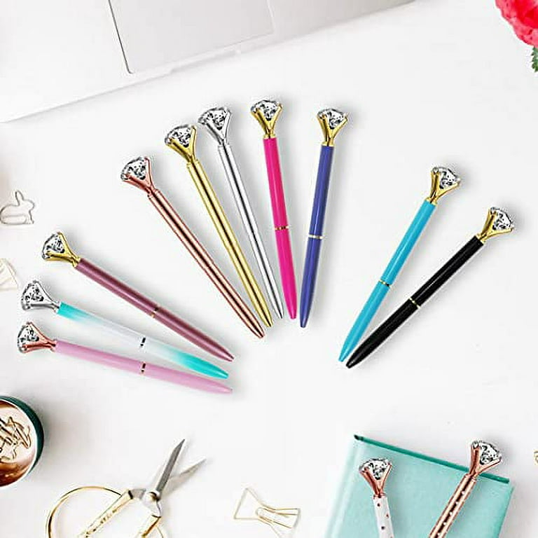 Oddmoal 12pcs Diamond Pens Cute Unique Metal Bling Crystal Diamond Pens  with Black Ink Office Supplie Gifts Pens for Christmas(12 Colors - 12 Pens)?  