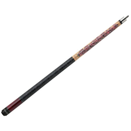 - Athena ATH11 Pool/Billiards Cue -Onlay of Roses On Natural Stained Maple - 18oz