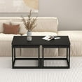 thumbnail image 4 of Nesting Coffee Tables,3 Piece Living Room Coffee Table, Rectangular Coffee Table Set,End Table Side Tables for Living Room Bedroom(Black), 4 of 12