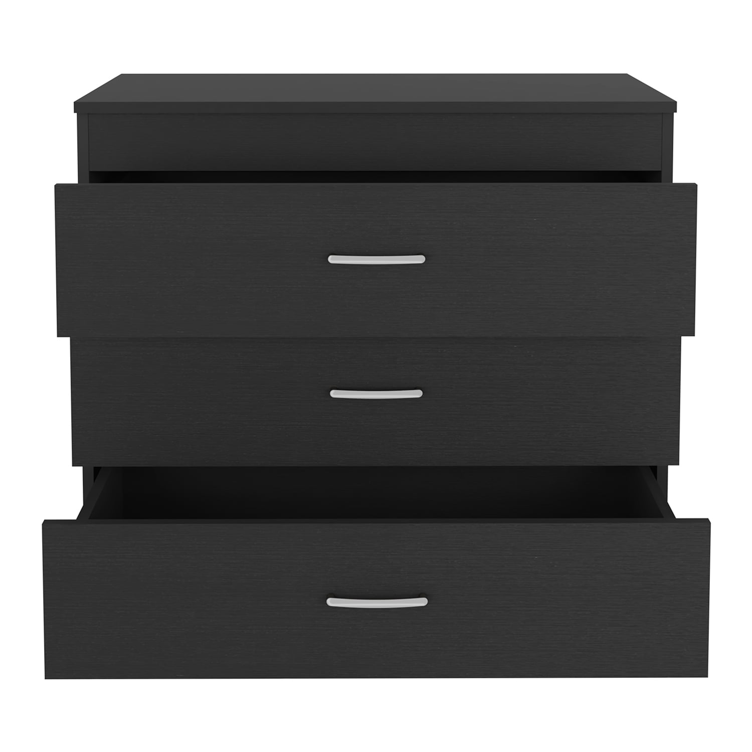 Kadyn Three Drawer Dresser, Chest of Drawers with Metal Hardware, Nightstand for Living Room, Black Storage Cabinet Kadyn Three Drawer Dresser, Chest of Drawers with Metal Hardware, Nightstand for Living Room, Black Storage Cabinet