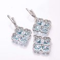 thumbnail image 2 of Blue Topaz, Cubic Zirconia 925 Sterling Silver Platinum Plated Pendant Earring Set P82912, Blue Topaz Pendant Earring Set, Gift For Her, Pear Pendant, 2 of 2