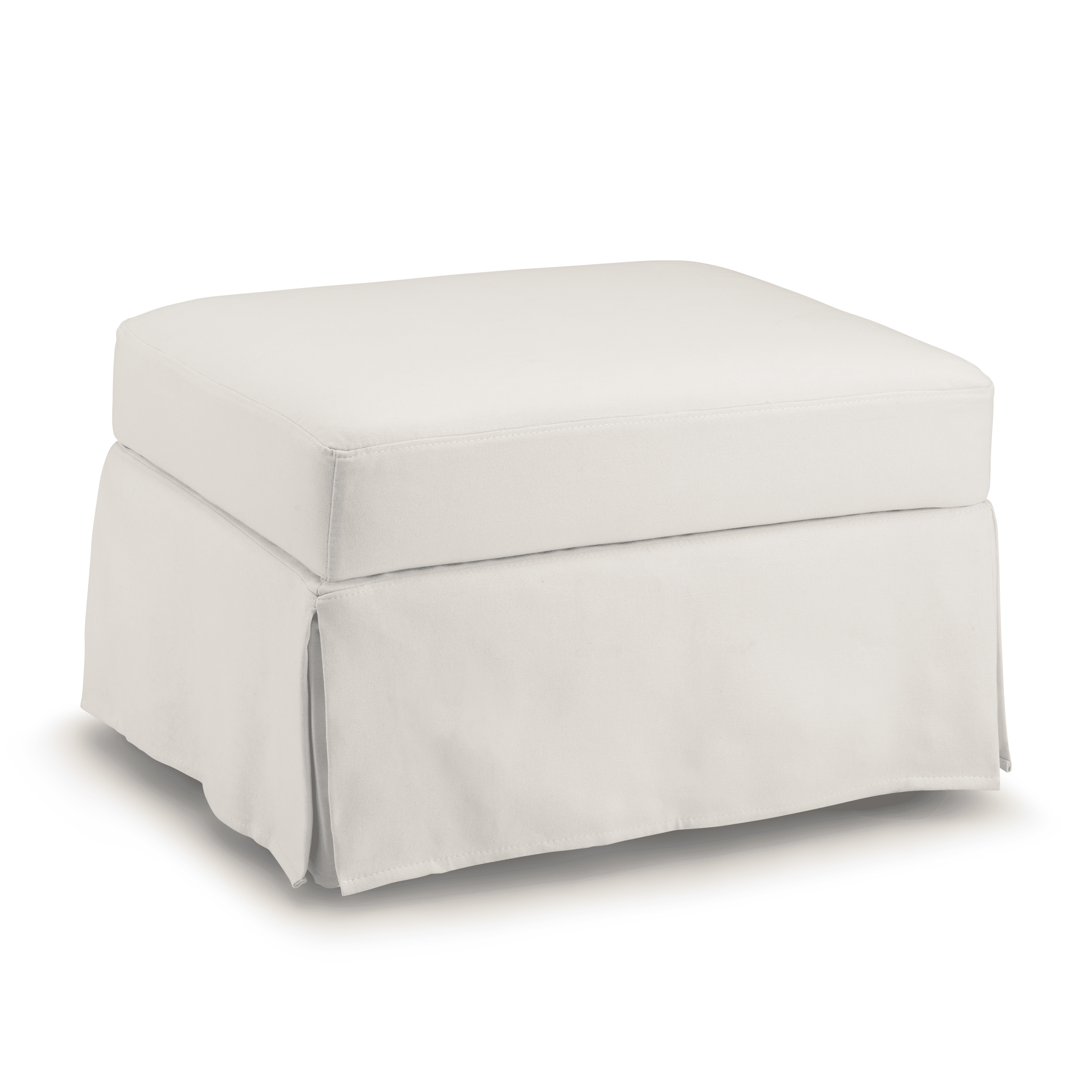 Bush Home Harper Storage Ottoman with Tray and Slipcover in Ivory Basketweave Fabric
