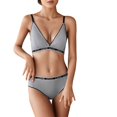 thumbnail image 1 of Gibobby Conjuntos de bragas con sujetador Lindo conjunto de lencería de dos piezas para mujer Sujetador inalámbrico sin y tanga Conjunto de ropa interior(Gris, Talla única), 1 of 4