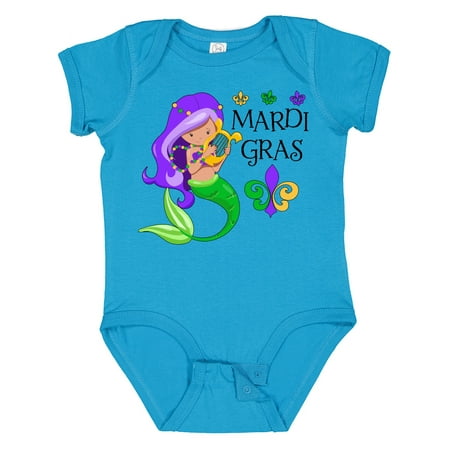 

Inktastic Mardi Gras Mermaid with Harp and Beads Gift Baby Boy or Baby Girl Bodysuit