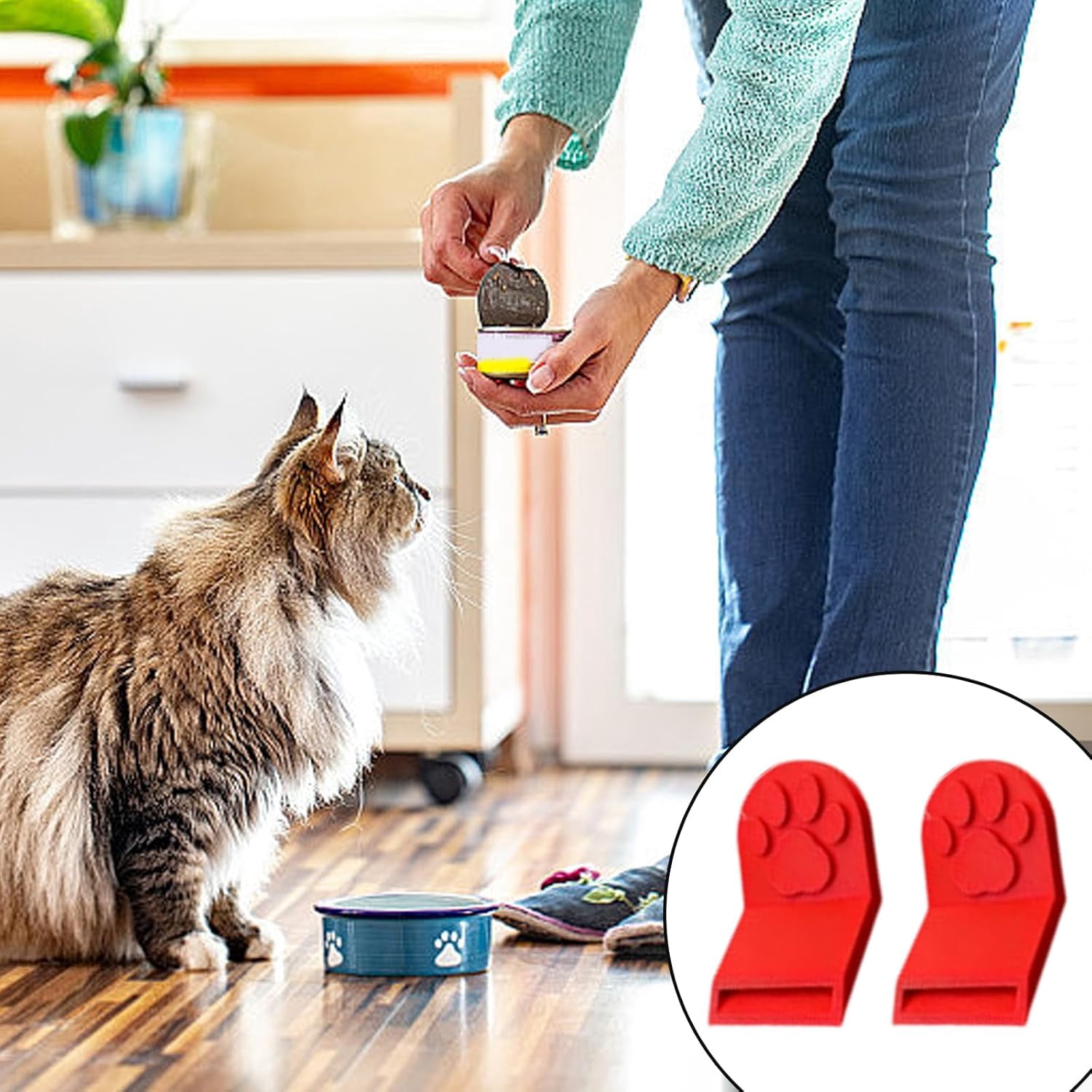 FRKSMD-2-Pack Handheld Pet Food Can Opener, Manual Tab Lifter Tool for Tight Lids, Compact PLA Opener for Kitchen, Camping & Outdoor Essentials (Red)