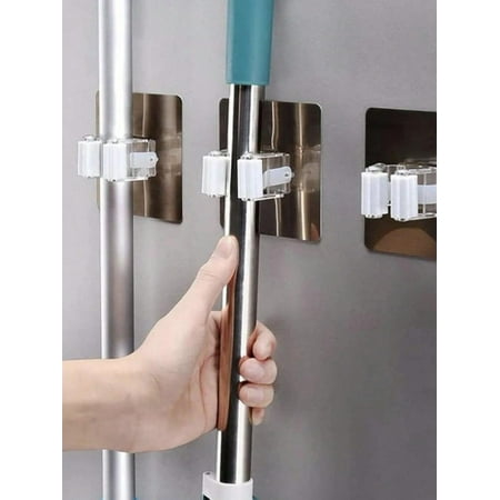 

2pcs set ABS Mop Holder Modern Mop And Broom Holder For Bathroom Clear