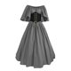 thumbnail image 2 of Womens Halloween Costumes 2024 Cosplay Gothic Dresses Women's Fashion Retro Solid Color Slim Fit Dress With Flying Sleeves And Large Swing Skirt, Off Shoulder Dress, 2 of 3