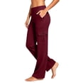 thumbnail image 2 of Inleife Women Solid Cargo Yoga Pants High Waist Flared Workout Trousers Multi Pockets Casual Daily Loungewear, 2 of 6