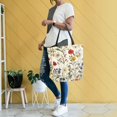 thumbnail image 4 of FORMRS Womens Canvas Tote Bag with Zipper Inner Pocket Shoulder Handbag, Beige Floral, 4 of 7