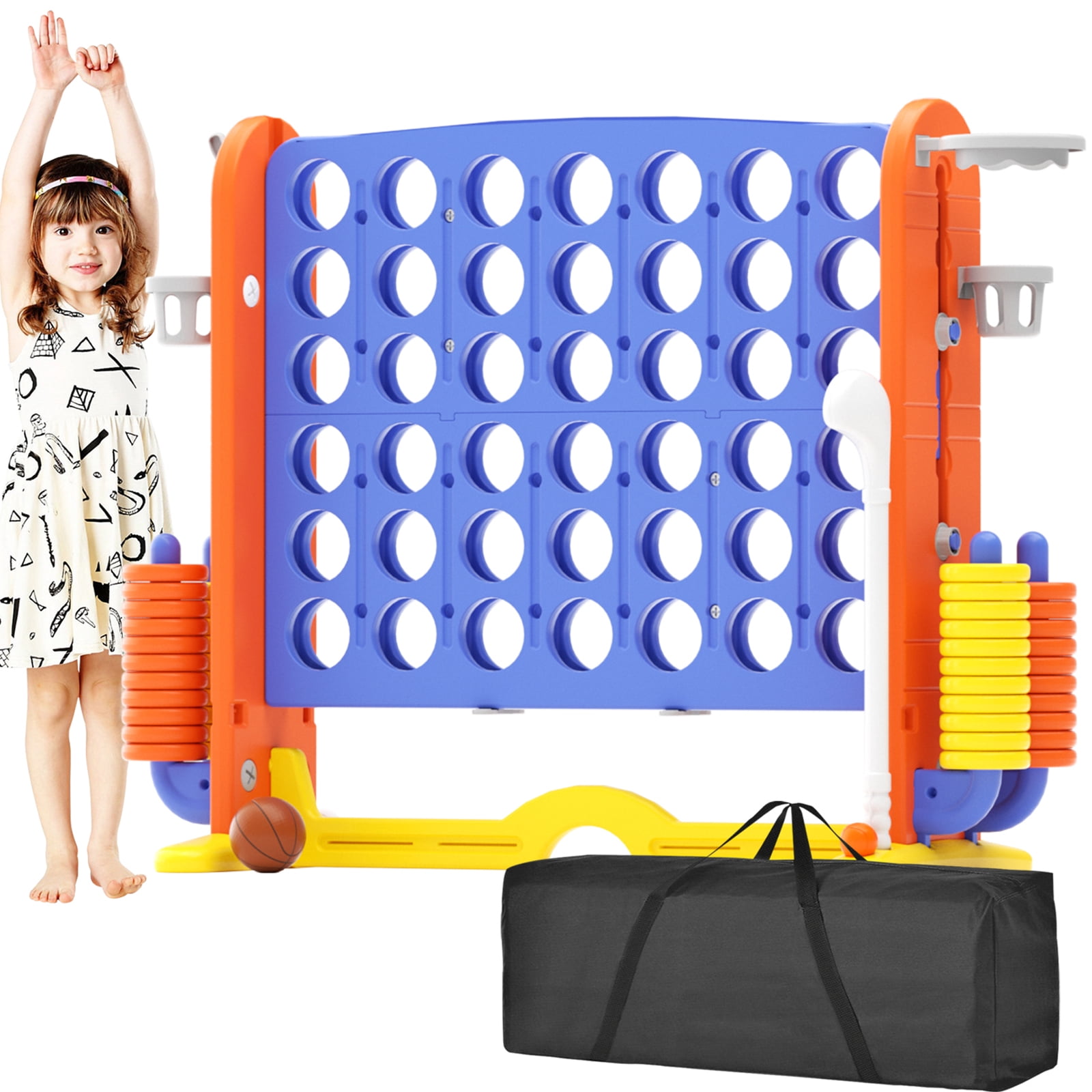 KORIMEFA Jumbo 4-to-Score Giant Game Set W/Storage Carrying Bag for Kids Adult Outdoor Holiday Party Family yard Game, Orange