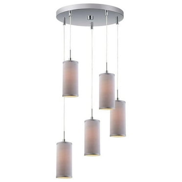 Woodbridge Lighting Sypta Stevens 5-Light Fabric Cluster Pendant in Satin Nickel