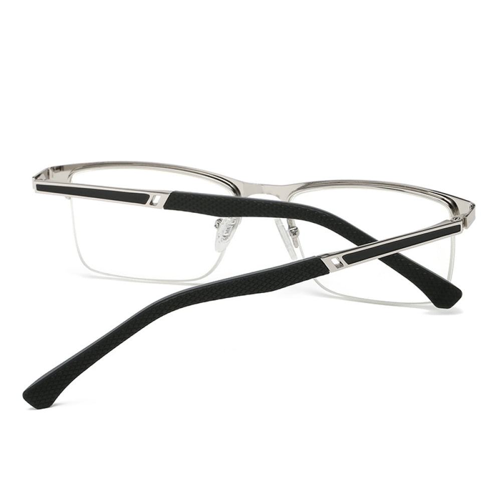 2 Pairs of Men Anti-blue Light Business Reading Glasses 1.50 Fashion Spring Hinge Silver Metal Readers +1.50 Strength